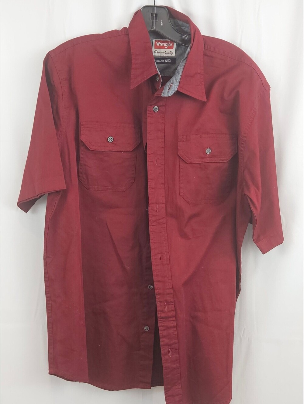 Wrangler Premium Quality Burgundy Short Sleeve Shirt Medium